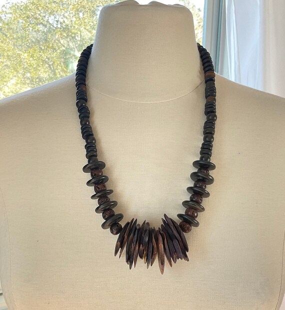 Exotic Wood Bead Necklace, BoHo, Ethnic, Gift for Her… Gem