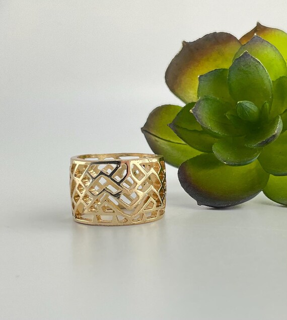 Gold Geometric Modern Statement Ring - image 4