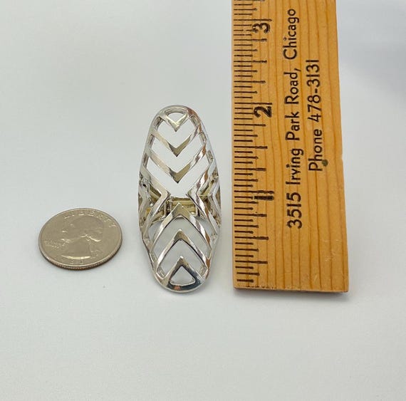 Modern Silver Plated Statement Ring: Geometric St… - image 8