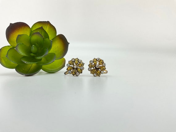 Vintage Dainty Floral Crystal Earrings,  Vintage … - image 2