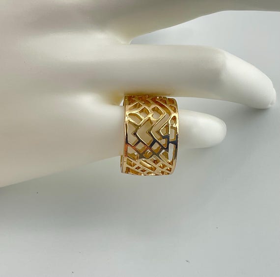 Gold Geometric Modern Statement Ring - image 3
