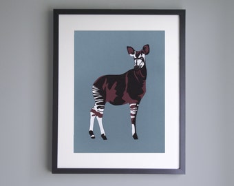 Okapi Print - Endangered Species - A4 Print - Papercut - Animal Print