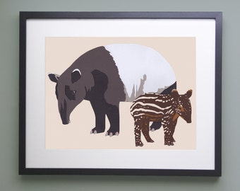 Malayan Tapir Print - Endangered Species - A4 Print - Papercut - Animal Print