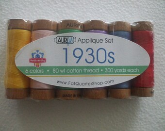 Aurifil Thread 6 SMALL SPOOLS COTTON 80WT Appliqué 1930s (300yds each)