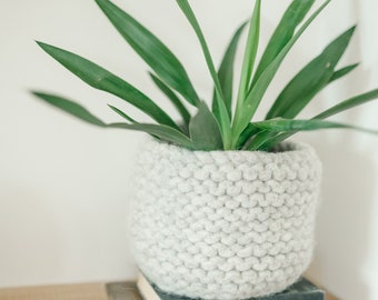 Felted Wool Plant Basket, Handmade Canadian Wool Vessel
