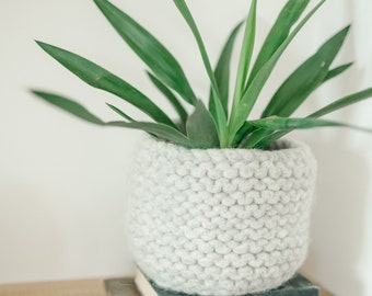 Wool Plant Basket made with Felted Yarn, Decorative Basket or Stationery Holder, Artistic Felted Vessel for Front Entrance or Living Room