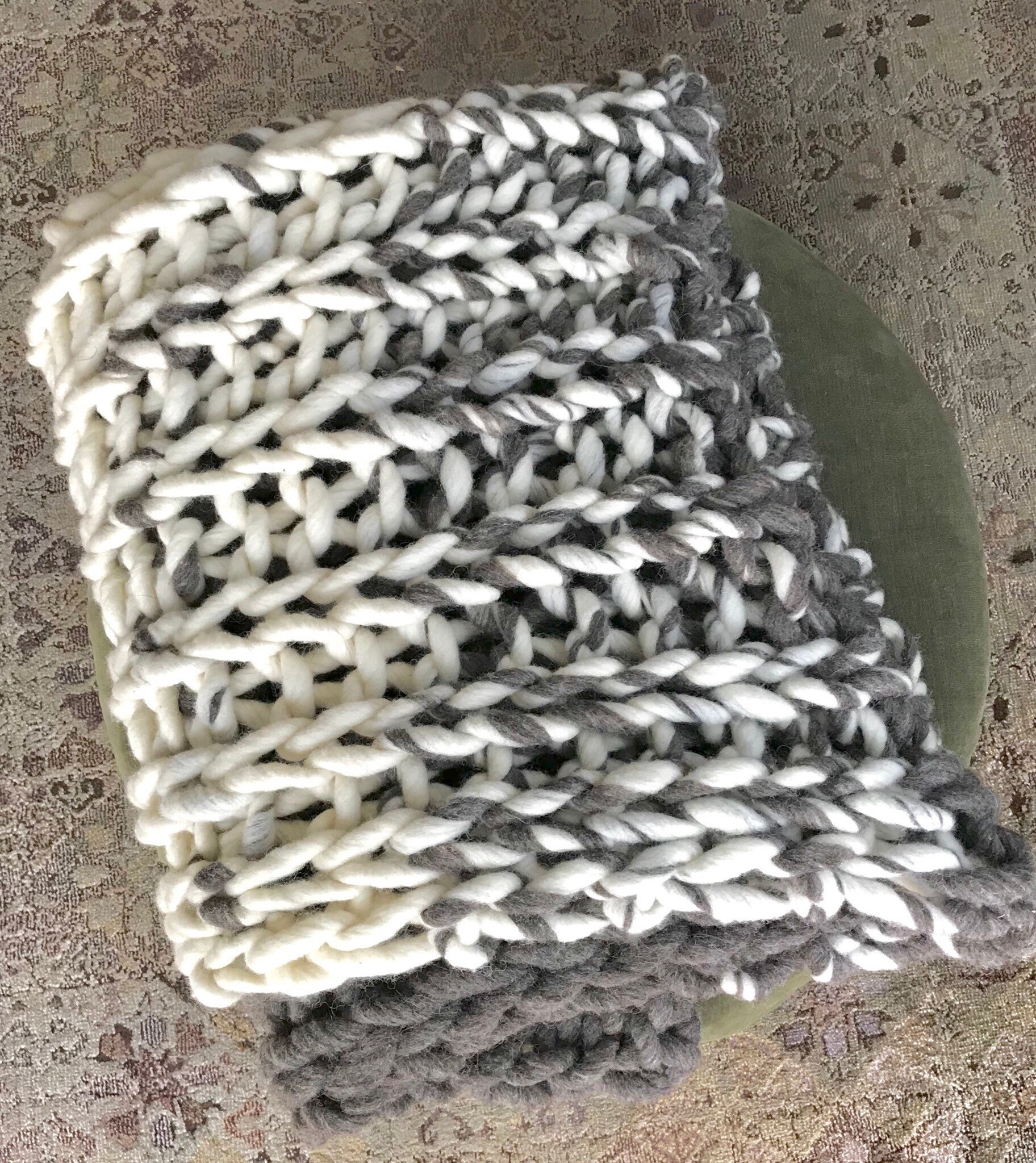 Chunky Blanket cream and grey throw beautiful living room Etsy