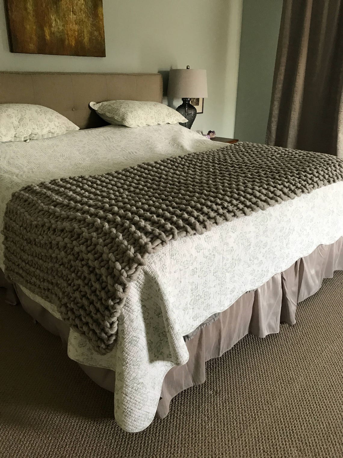 Chunky Wool Knit bed runner for a queen or king bed it is a Etsy