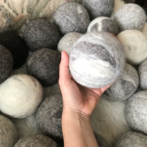 Wool dryer balls, All Natural Canadian quality handmade felted balls, environmentally friendly laundry room image 2