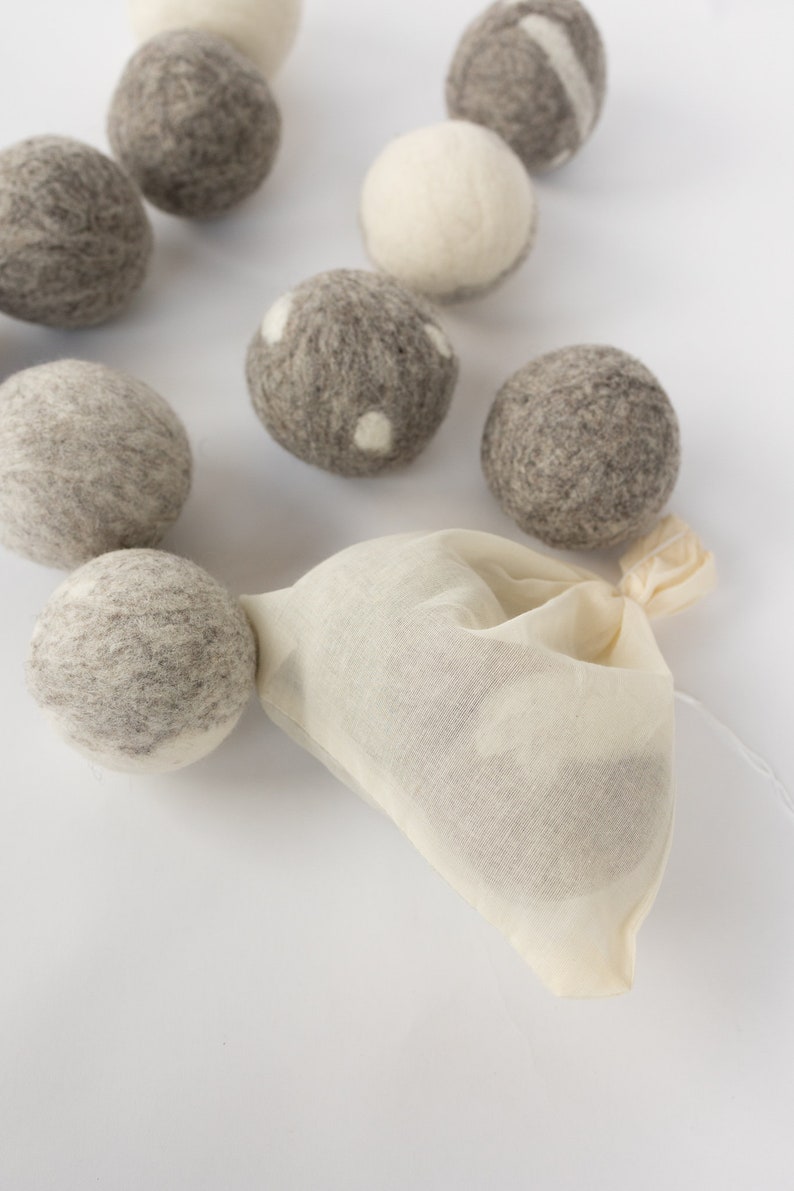 Wool dryer balls, All Natural Canadian quality handmade felted balls, environmentally friendly laundry room image 10