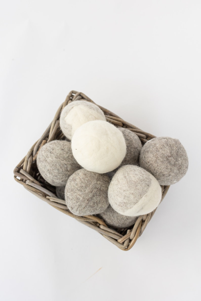 Wool dryer balls, All Natural Canadian quality handmade felted balls, environmentally friendly laundry room image 9