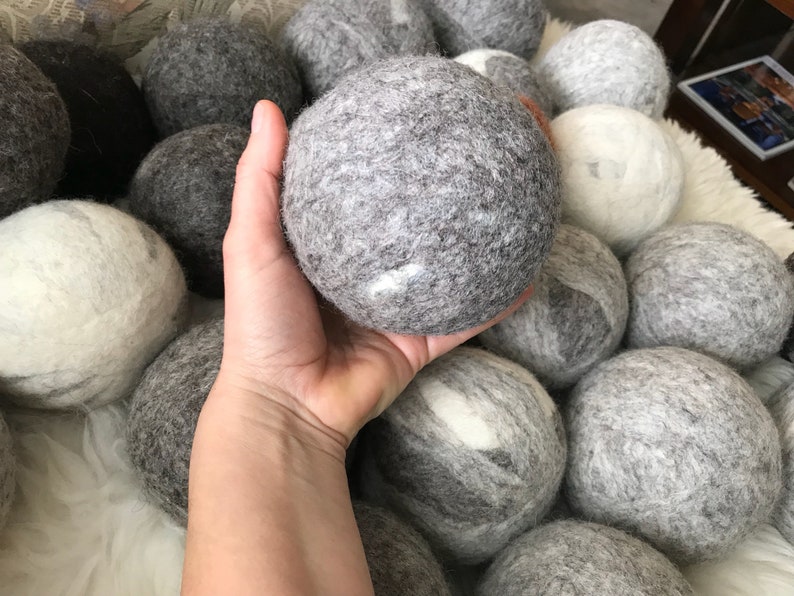 Wool dryer balls, All Natural Canadian quality handmade felted balls, environmentally friendly laundry room image 3