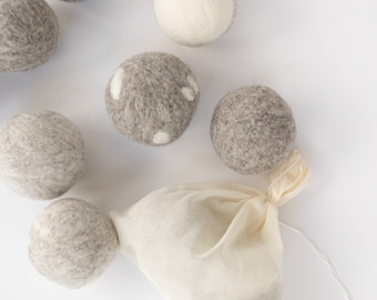 Wool dryer balls, All Natural Canadian quality handmade felted balls, environmentally friendly laundry room