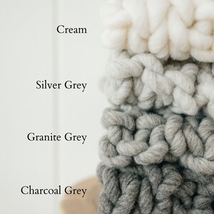 Chunky Knit Blanket made with hand spun natural wool, chunky throw in natural grey color as seen in Apartment Therapy, living room decor image 8