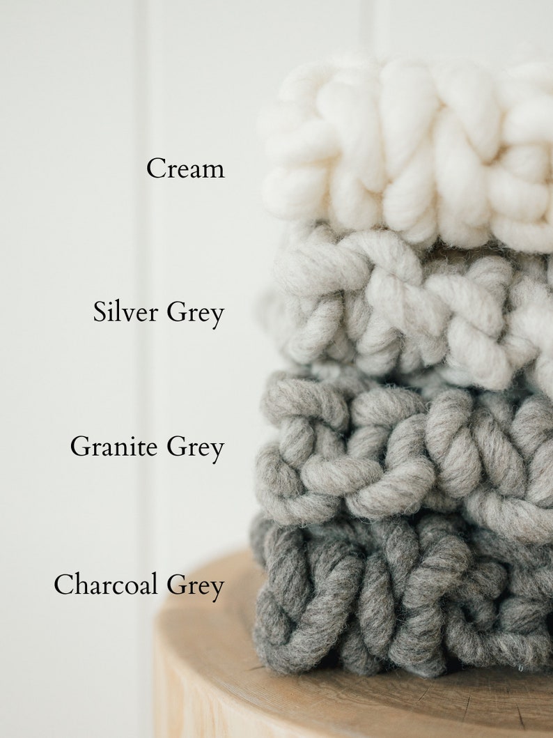 Chunky Knit Blanket made with hand spun natural wool, chunky throw in natural grey color as seen in Apartment Therapy, living room decor image 8