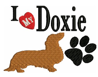 Dachshund  dog embroidery design dog