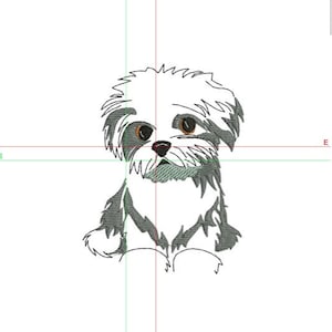 embroidery design, Maltese dog, 2 designs, 1 filled in