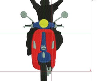 Vespa , motor bike embroidery design