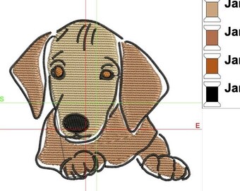 Dachshund embroidery design dog 5 X 7 HOOP AND 4 X 4 HOOP