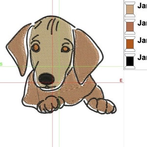 Dachshund embroidery design dog 5 X 7 HOOP AND 4 X 4 HOOP image 1