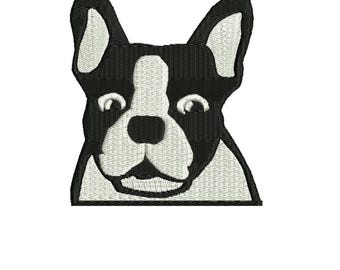 Boston Terrier embroidery design dog, Boston