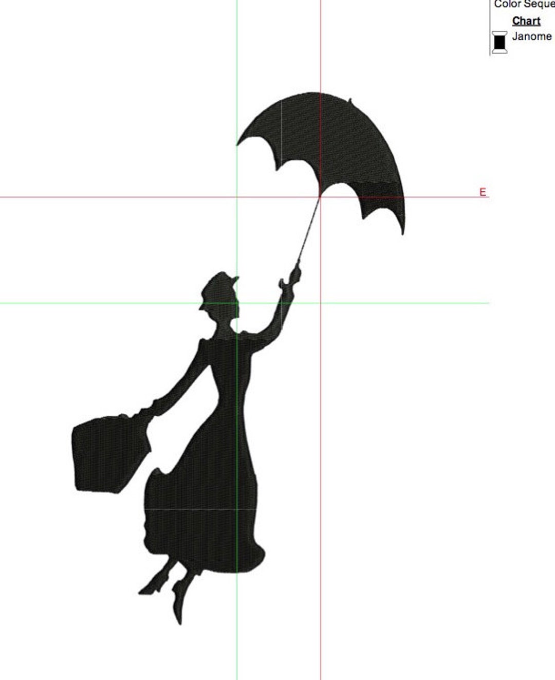 Embroidery Design Silhouette , Mary Poppins - Etsy