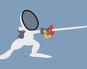fencing embroidery design sports 3.75 inches
