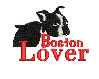 Boston Terrier embroidery design dog