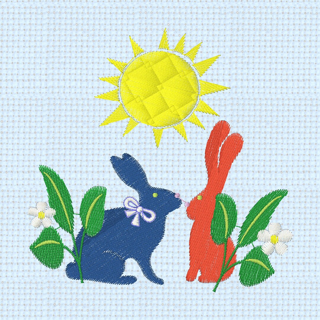 Rabbit Embroidery Design 2 Ways. Shamrock , 2 Bunnies - Etsy