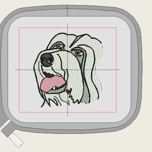 Embroidery design Bearded Collie  2 sizes 4 x 4 and 8 x 8