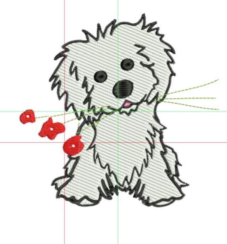 Embroidery Design Maltese Dog 2 Designs 1 Filled in and 1 Etsy