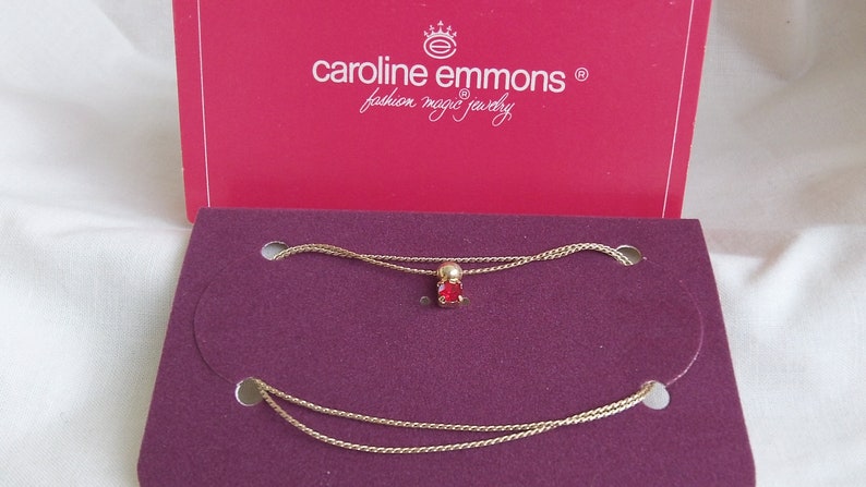 Caroline Emmons Red Rhinestone Necklace 3393 Vintage Red