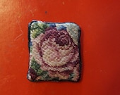 Dollhouse Miniature Petit Point Pillow Big Rose, Small Pillow