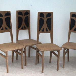 Miniature Dining Chairs, 4, Art Nouveau Detail