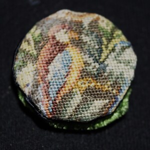 Dollhouse Miniature Petit Point Parrots Pillow Set