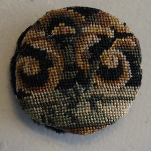 Dollhouse Miniature Petit Point Pillow--Gold and Black Ornament