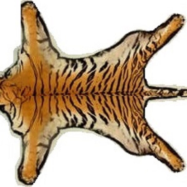 Miniature Faux Tiger Skin Rug--Half Scale, Fuzzy Paper