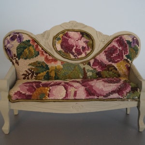 Dollhouse Miniature Sofa with Petit Point