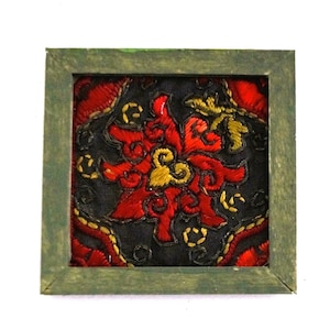 Antique Embroidery Framed: Miniature Christmas Embroidery
