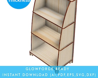 3 Tiered Storage Shelf Rack Retail Display Stand for Toys / Ornament / Essential Oil / Soap / Candle laser cut file Glowforge Ready for 1/8"