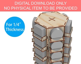 Laser cut files for 4&quot; coaster or sticker Rotatable display stand, 6 Sided 24 Pockets Rotating Retail Display Rack Stand Glowforge SVG Ready