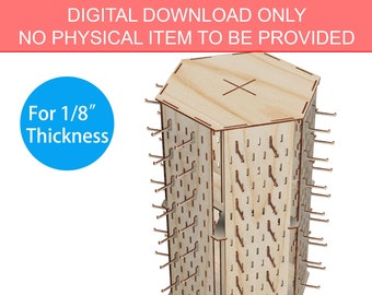 File tagliato al laser per display portachiavi rotante con gancio a 6 lati, espositore portachiavi in formato SVG, espositore per ornamenti in formato SVG, file SVG Glowforge