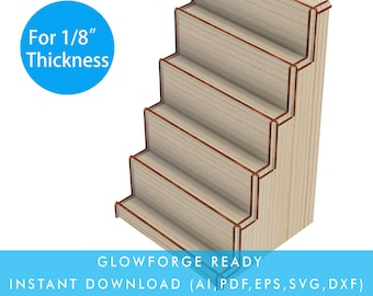 Laser geschnittene Datei Display für 5 Tiered Einzelhandel Display Stand, Aufkleber Display Ständer, Untersetzer Display glowforge svg ready, für 1/8 "Material
