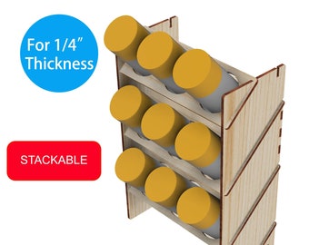 3 Layers Spray Paint Holder for 9 cans, stackable, Laser cut files, accept custom size request
