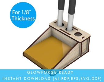 Downloadable File for Laser Cutting Sticky Note Pad Post-it Note Holder Memo Holder with Pen holder, Desktop Stationary Accessories