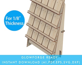 4 Layers Earring Display Stand with 20 of 80x50mm Earring Card vector file for laser cut, for Store Display, Glowforge SVG File Ready to Cut