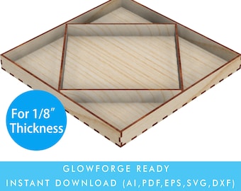 Digitale Datei für Laser geschnitten - quadratisches Serviertablett / mit fünf einzigartig gestalteten Fächern, ideal für die Aufbewahrung, für das Ladendisplay Glowforge Ready