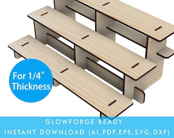 3 Layers Retail Table Display Straight Stand with Shelves for Products, Portable Store Display, laser cut file Glowforge SVG Ready to Cut