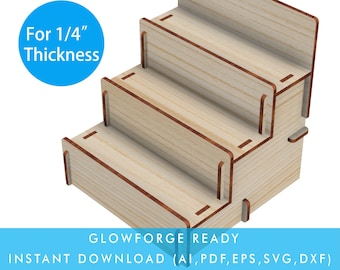 Laser cut file for 3 Tier Retail Display Stand for Products, Craft and Vendor Fair Display Shelves, Display Coasters Stickers Greeting Cards