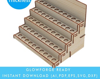 50 bottles, 5 Layer Essential Oil Display Stand Shelf Holder, Ready for Glowforge SVG Laser Cut File Instant Download, Accept Custom Order